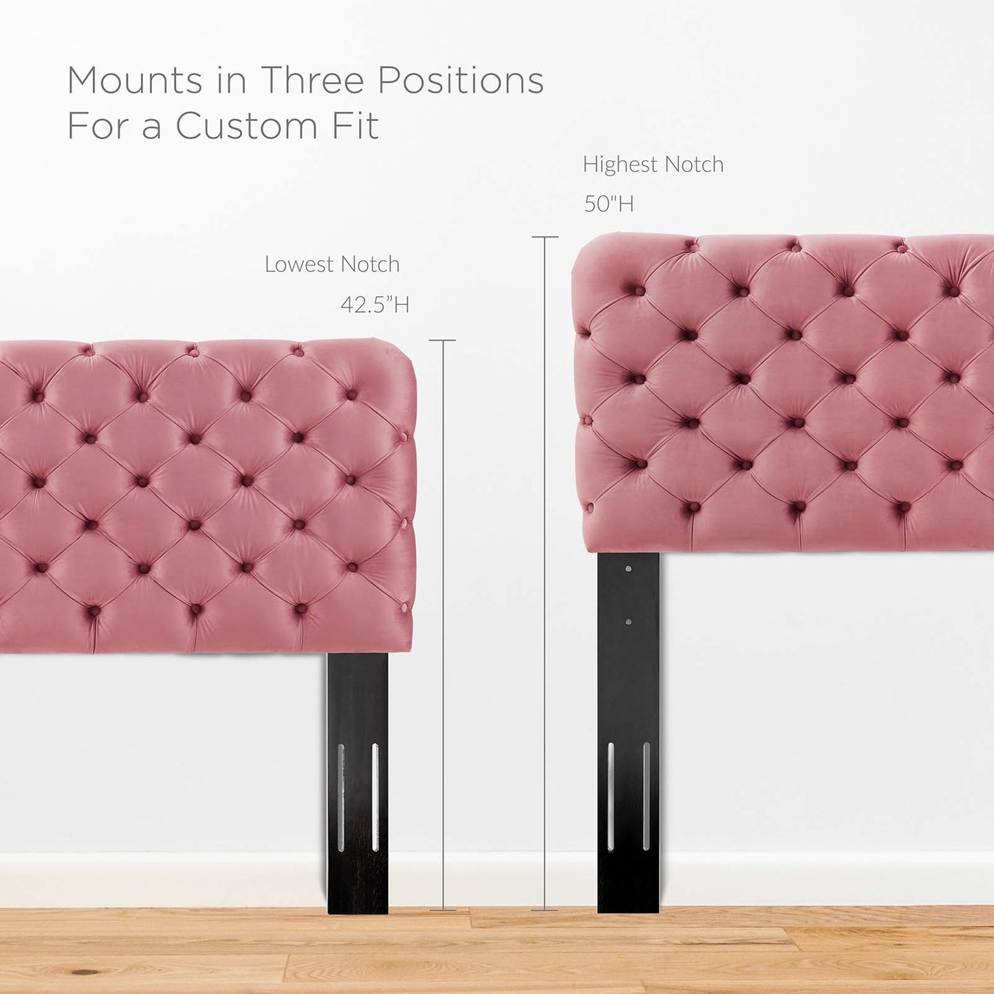 Lizzy Tufted Full/Queen Performance Velvet Headboard, Velvet, Pink, 21270