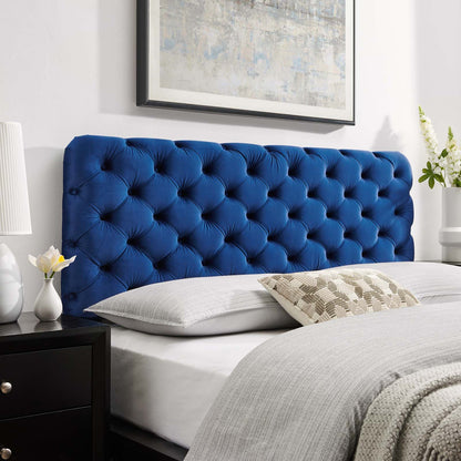 Lizzy Tufted Full/Queen Performance Velvet Headboard, Velvet, Blue Navy, 21273
