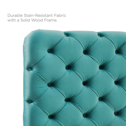 Lizzy Tufted Full/Queen Performance Velvet Headboard, Velvet, Teal Blue, 21275