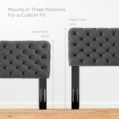 Lizzy Tufted King/California King Performance Velvet Headboard, Velvet, Dark Grey Gray, 21277
