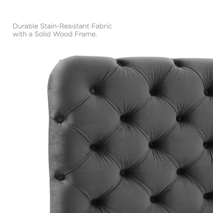 Lizzy Tufted King/California King Performance Velvet Headboard, Velvet, Dark Grey Gray, 21277