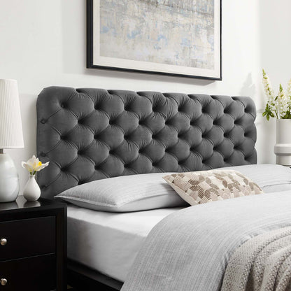 Lizzy Tufted King/California King Performance Velvet Headboard, Velvet, Dark Grey Gray, 21277