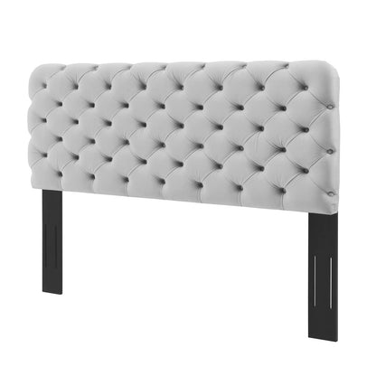 Lizzy Tufted King/California King Performance Velvet Headboard, Velvet, Light Grey Gray, 21279