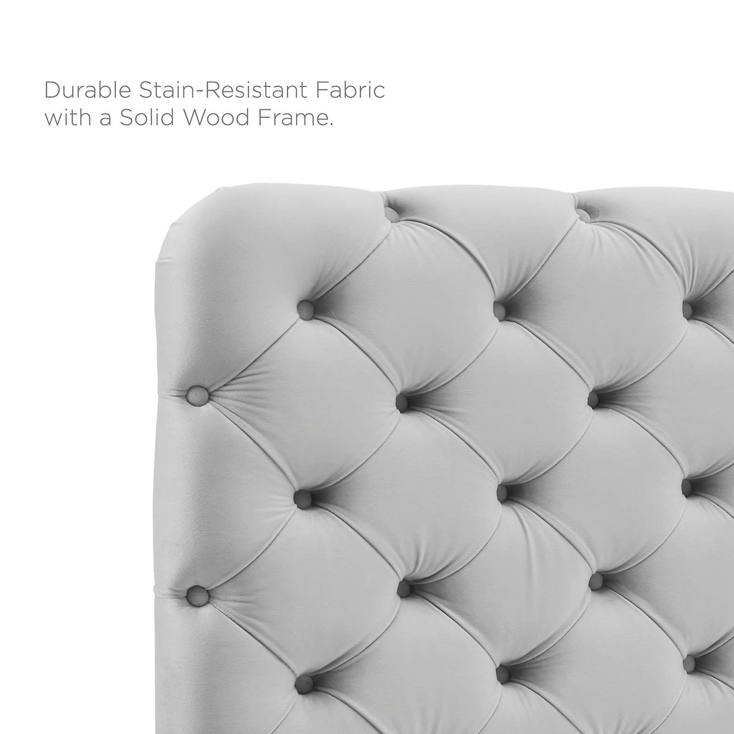 Lizzy Tufted King/California King Performance Velvet Headboard, Velvet, Light Grey Gray, 21279