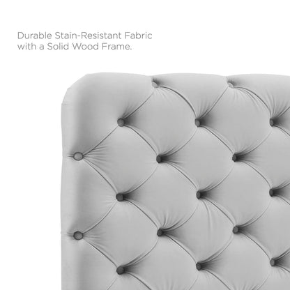 Lizzy Tufted King/California King Performance Velvet Headboard, Velvet, Light Grey Gray, 21279