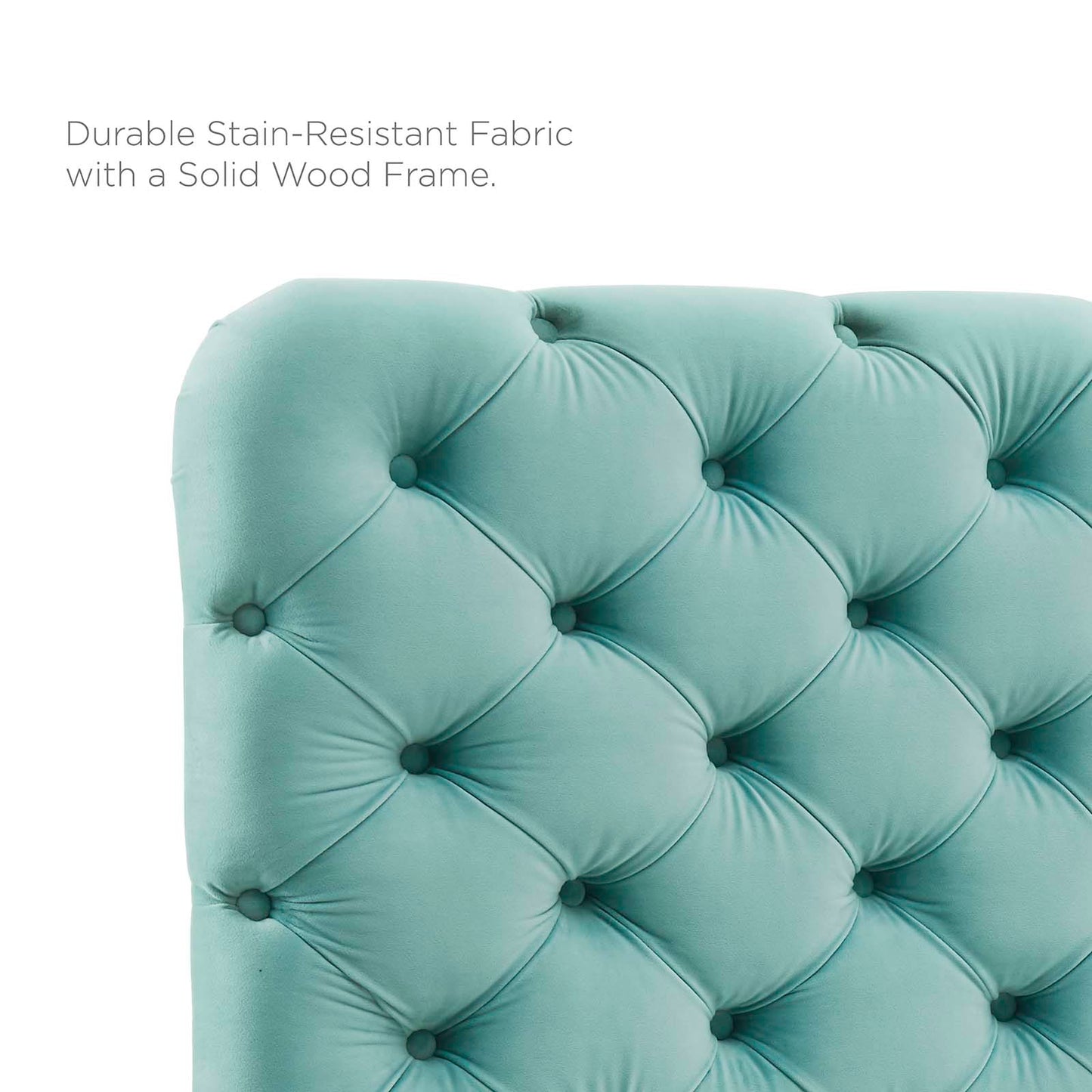 Lizzy Tufted King/California King Performance Velvet Headboard, Velvet, Blue, 21280