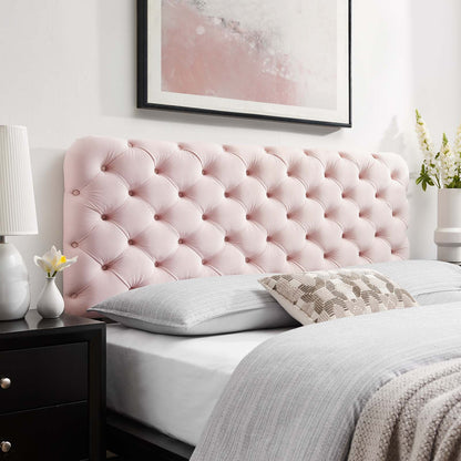 Lizzy Tufted King/California King Performance Velvet Headboard, Velvet, Pink, 21282