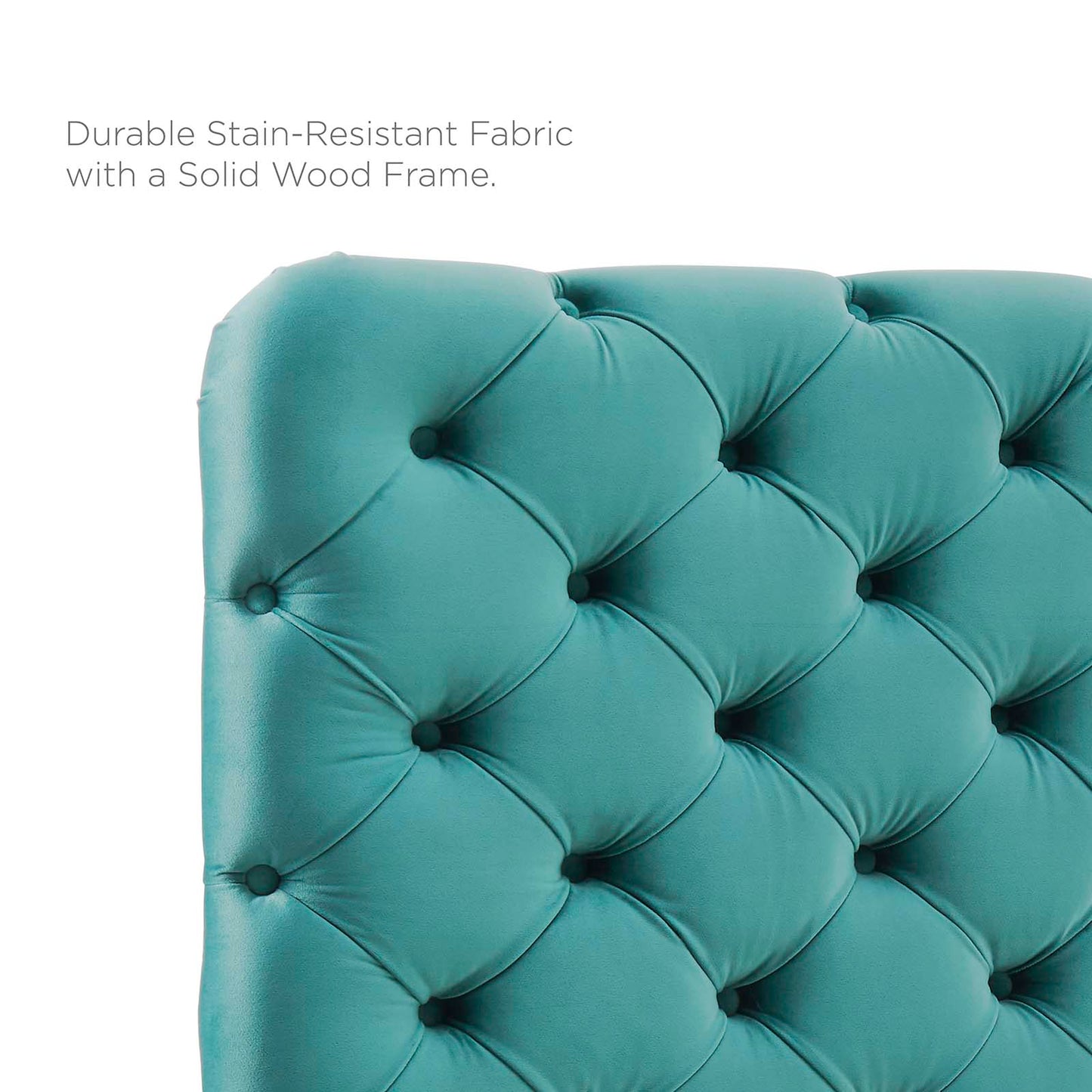 Lizzy Tufted King/California King Performance Velvet Headboard, Velvet, Teal Blue, 21283