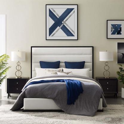 Ashland Queen Faux Leather Platform Bed, Queen Size, Faux Vinyl Leather, White, 15523