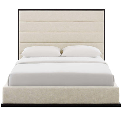 Ashland Queen Upholstered Linen Fabric Platform Bed, Queen Size, Fabric, Beige, 15524
