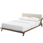 Luella Queen Upholstered Fabric Platform Bed, Queen Size, Wood Fabric, Beige Brown Natural, 15525