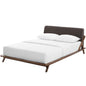Luella Queen Upholstered Fabric Platform Bed, Queen Size, Wood Fabric, Brown Brown Natural, 15527