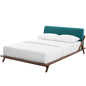 Luella Queen Upholstered Fabric Platform Bed, Queen Size, Wood Fabric, Blue Brown Natural, 15531
