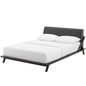 Luella Queen Upholstered Fabric Platform Bed, Queen Size, Wood Fabric, Natural Brown Grey Gray, 15536