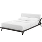 Luella Queen Upholstered Fabric Platform Bed, Queen Size, Wood, Natural Brown White, 15540