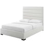 Genevieve Queen Faux Leather Platform Bed, Queen Size, Faux Vinyl Leather, White, 15541