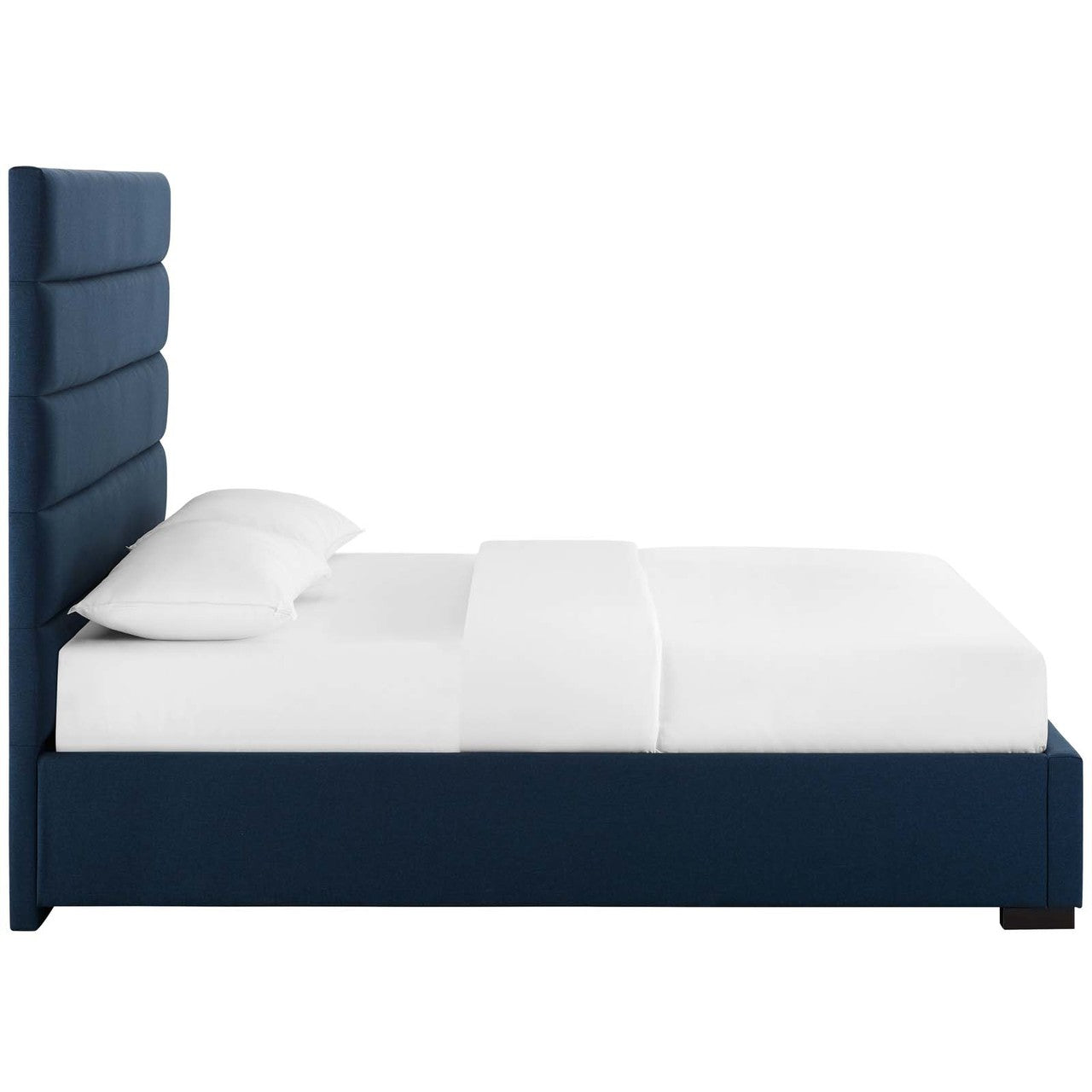 Genevieve Queen Upholstered Fabric Platform Bed, Queen Size, Fabric, Blue, 15543