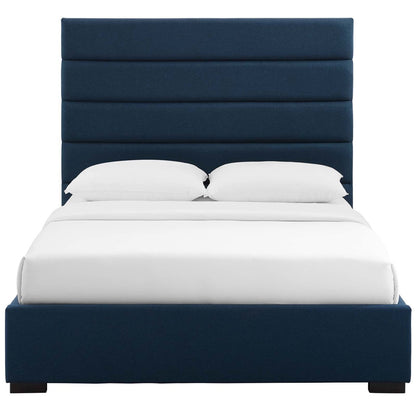 Genevieve Queen Upholstered Fabric Platform Bed, Queen Size, Fabric, Blue, 15543