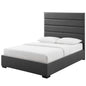 Genevieve Queen Upholstered Fabric Platform Bed, Queen Size, Fabric, Grey Gray, 15544