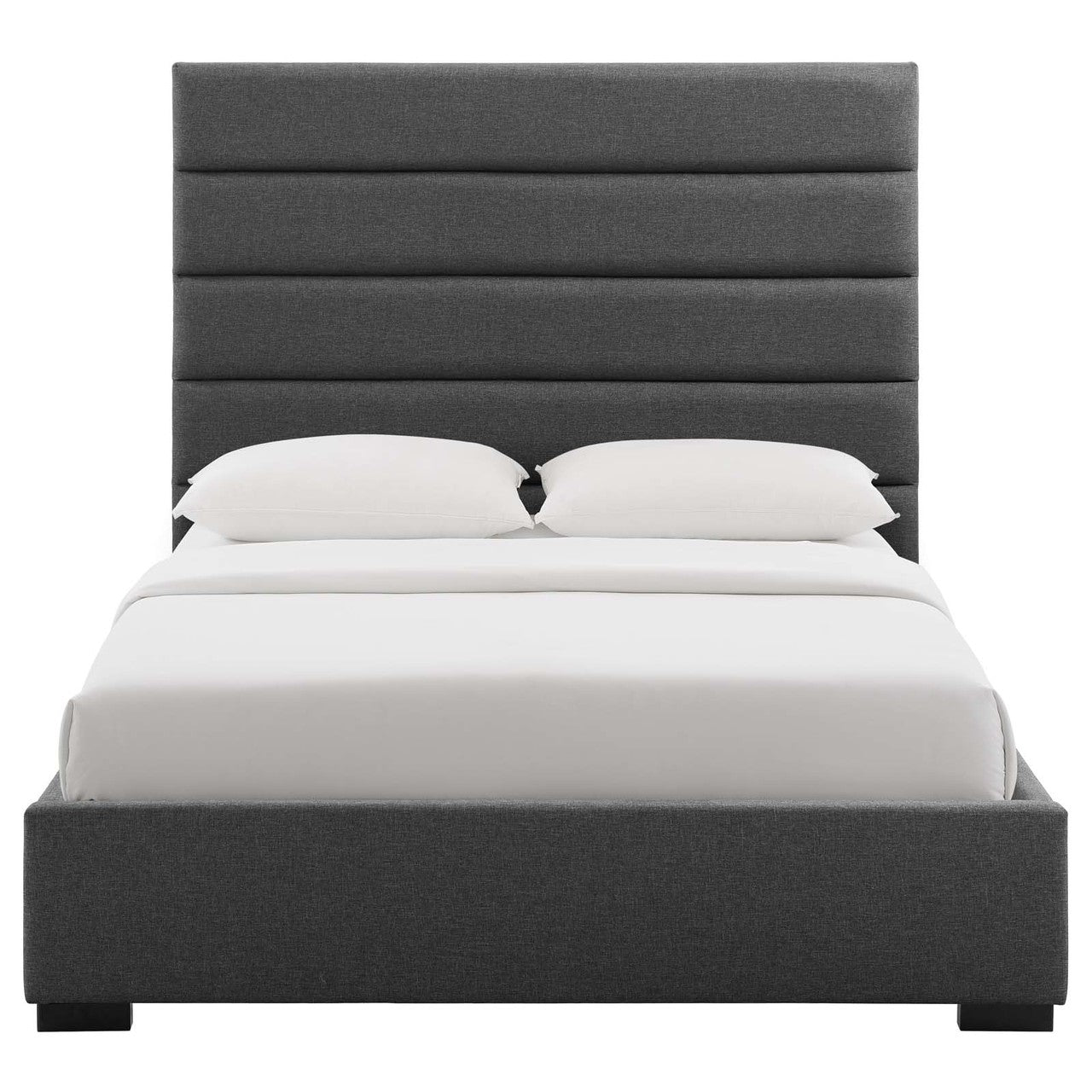 Genevieve Queen Upholstered Fabric Platform Bed, Queen Size, Fabric, Grey Gray, 15544