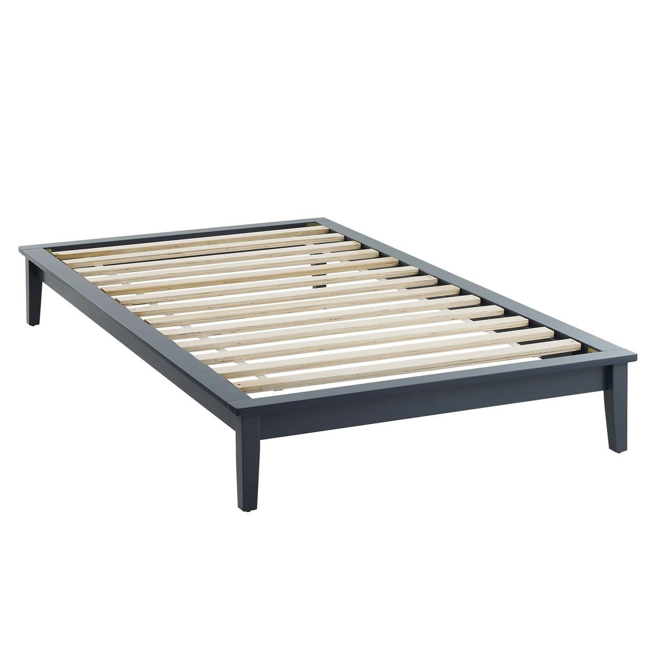 Lodge Twin Wood Platform Bed Frame, Twin Size, Wood, Grey Gray, 15547