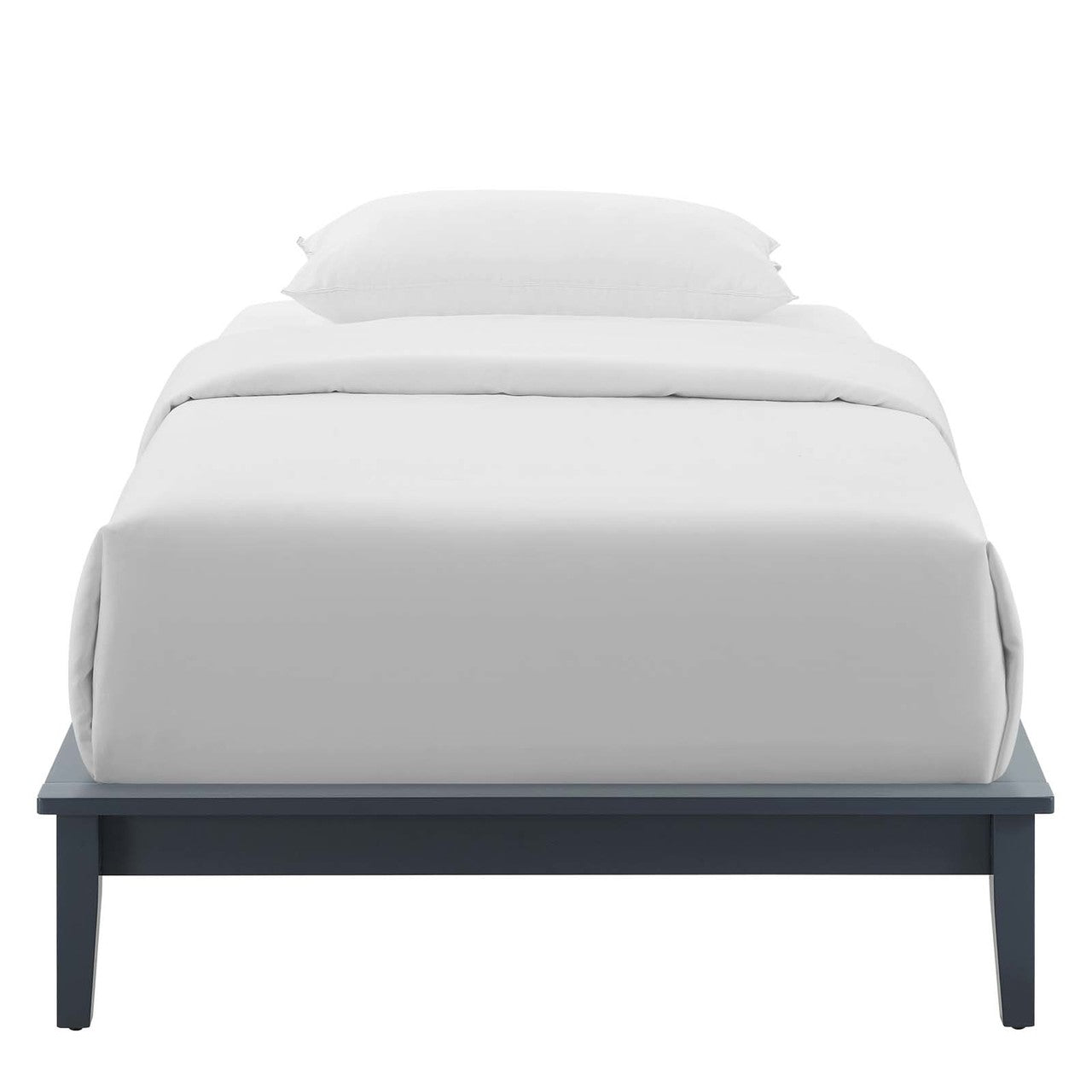 Lodge Twin Wood Platform Bed Frame, Twin Size, Wood, Grey Gray, 15547