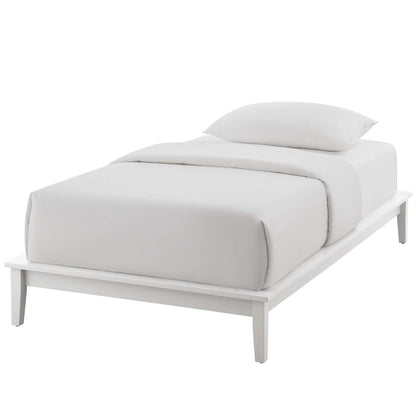 Lodge Twin Wood Platform Bed Frame, Twin Size, Wood, White, 15549