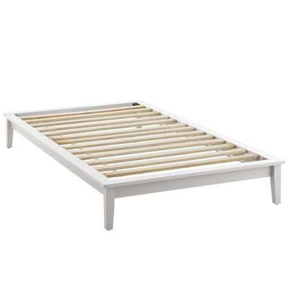 Lodge Twin Wood Platform Bed Frame, Twin Size, Wood, White, 15549