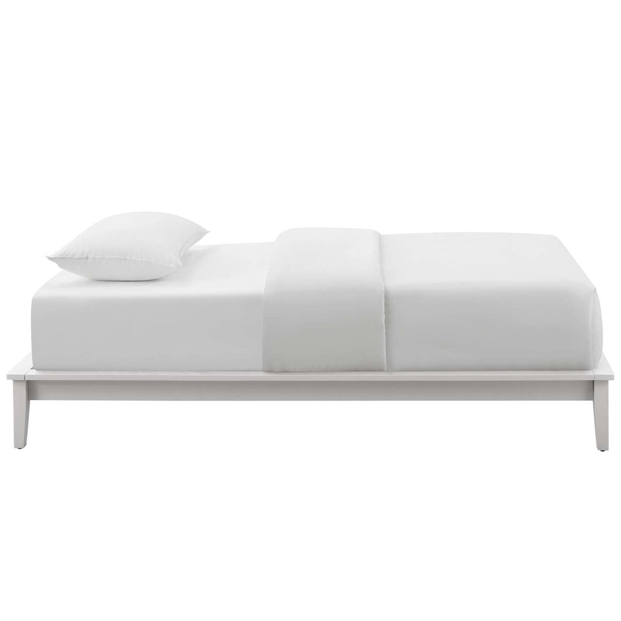 Lodge Twin Wood Platform Bed Frame, Twin Size, Wood, White, 15549