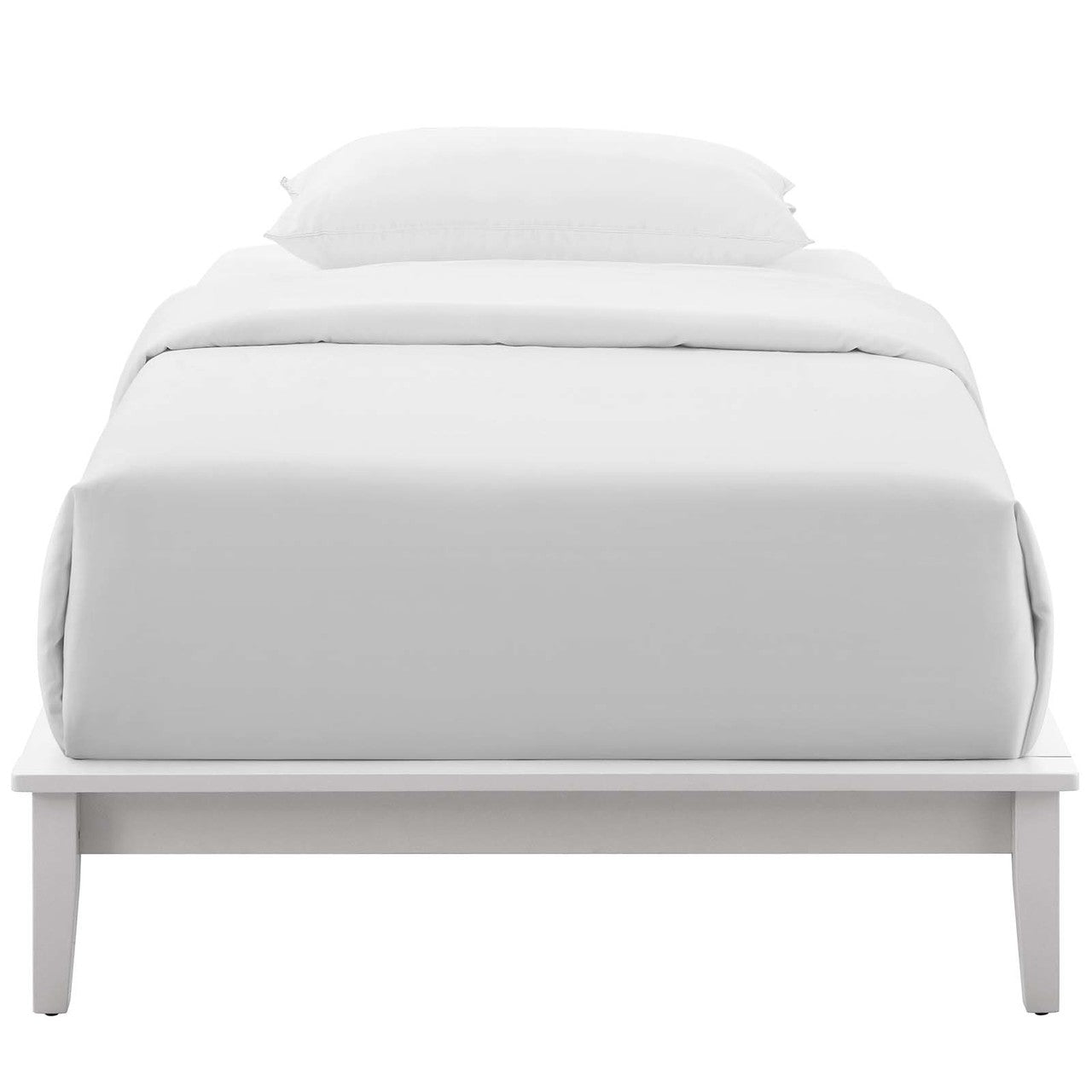 Lodge Twin Wood Platform Bed Frame, Twin Size, Wood, White, 15549