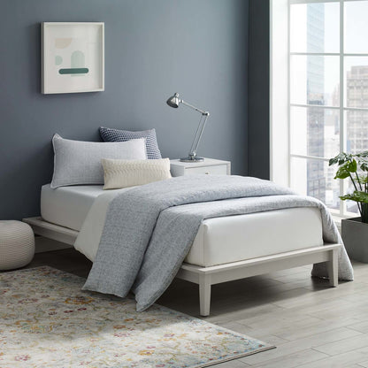 Lodge Twin Wood Platform Bed Frame, Twin Size, Wood, White, 15549
