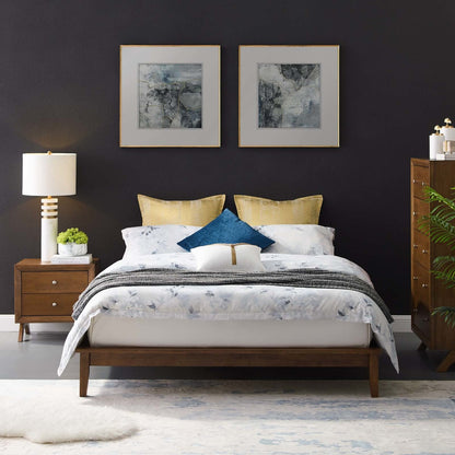 Lodge Queen Wood Platform Bed Frame, Queen Size, Wood, Brown Natural, 15554