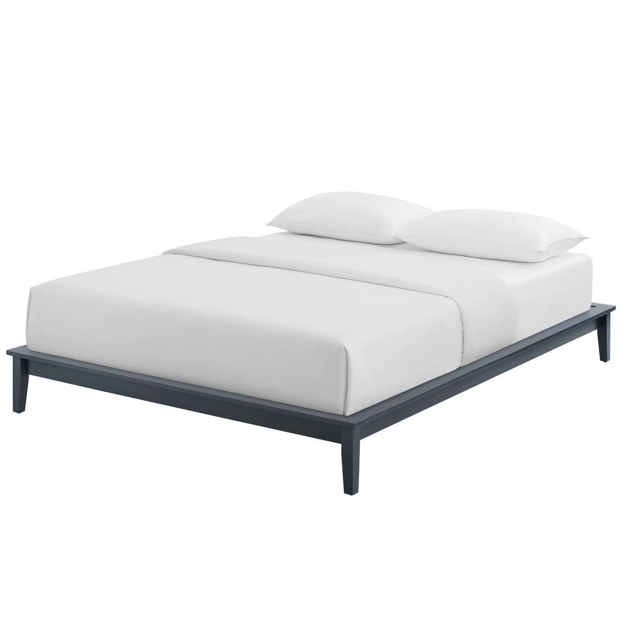 Lodge Queen Wood Platform Bed Frame, Queen Size, Wood, Grey Gray, 15555