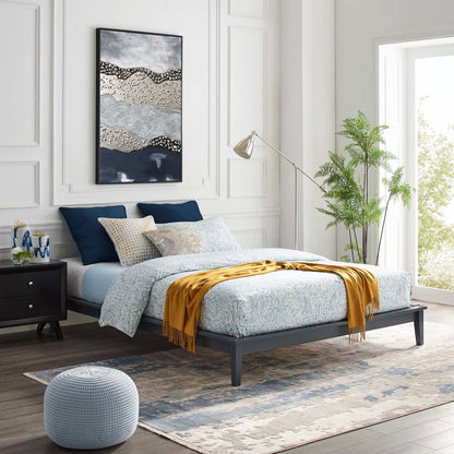 Lodge Queen Wood Platform Bed Frame, Queen Size, Wood, Grey Gray, 15555