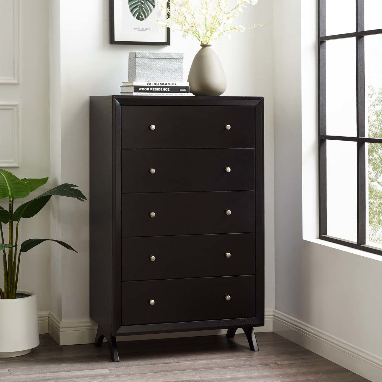 Providence Five-Drawer Chest or Stand, Wood, Brown 15565