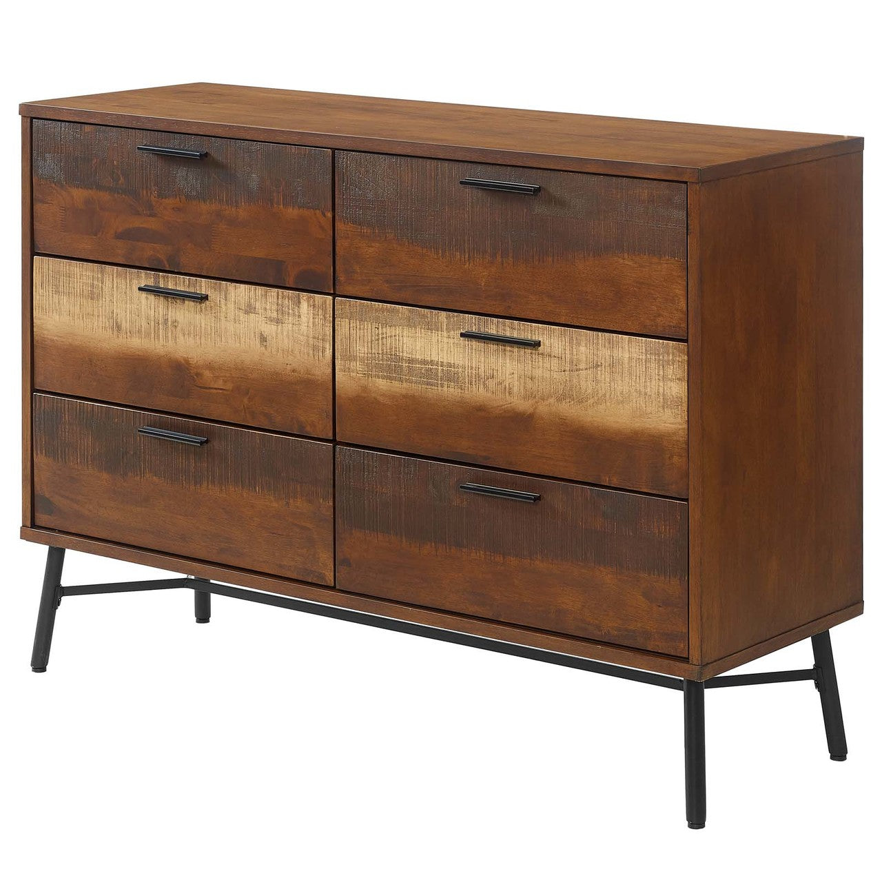 Arwen Rustic Wood Dresser, Metal Steel Wood, Brown 15099