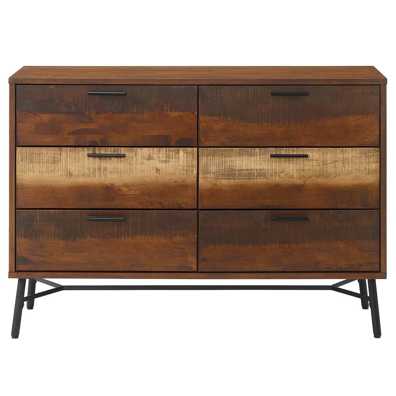 Arwen Rustic Wood Dresser, Metal Steel Wood, Brown 15099