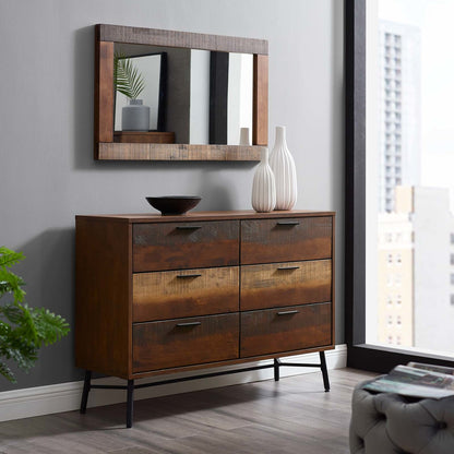 Arwen Rustic Wood Frame Mirror, Metal Steel Wood, Brown 15100
