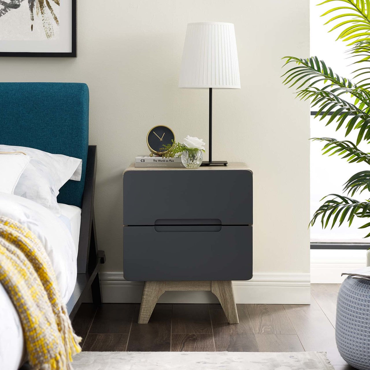 Origin Wood Nightstand or End Table, Wood, Grey Gray Natural 15568