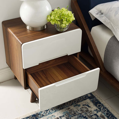 Origin Wood Nightstand or End Table, Wood, Natural Brown White 15569