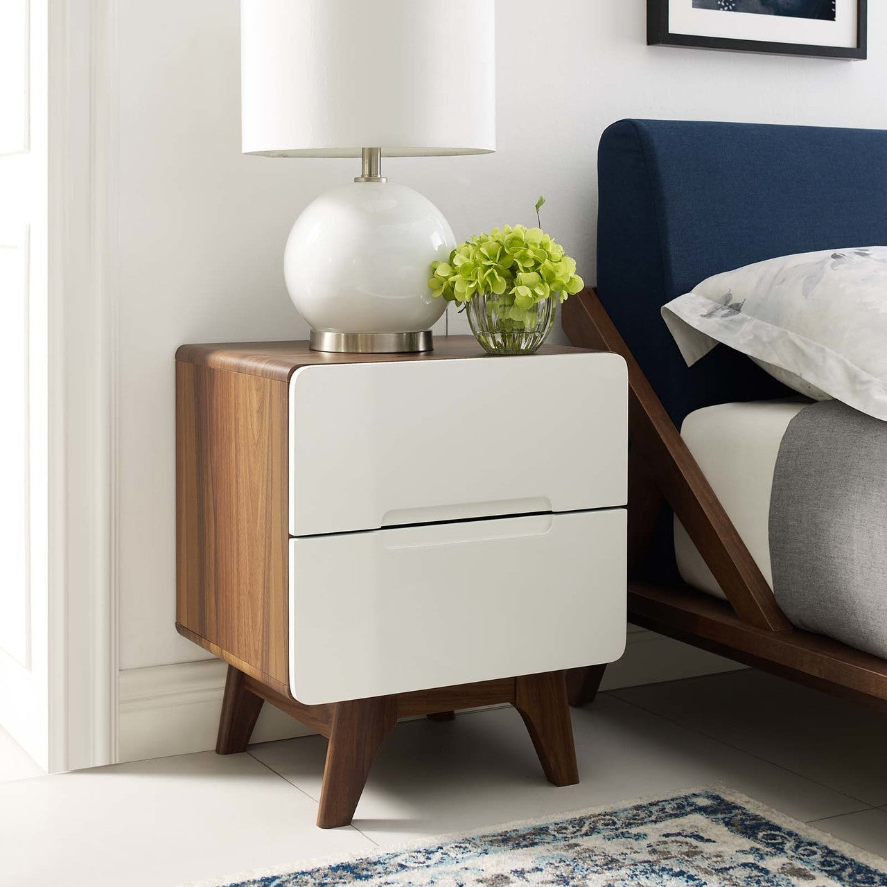 Origin Wood Nightstand or End Table, Wood, Natural Brown White 15569