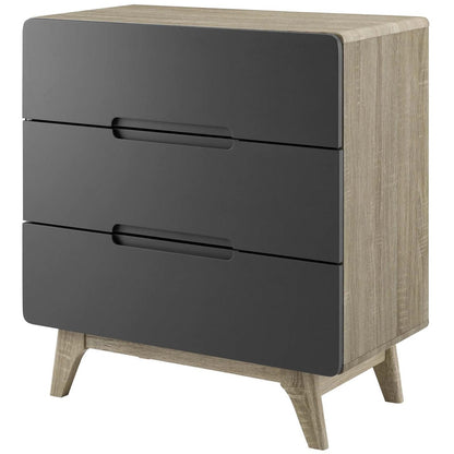 Origin Three-Drawer Chest or Stand, Wood, Grey Gray Natural 15570