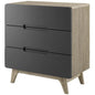 Origin Three-Drawer Chest or Stand, Wood, Grey Gray Natural 15570