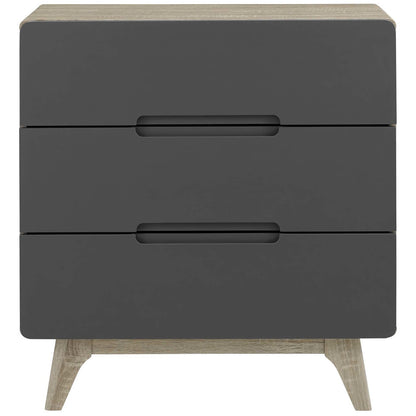 Origin Three-Drawer Chest or Stand, Wood, Grey Gray Natural 15570