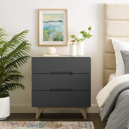 Origin Three-Drawer Chest or Stand, Wood, Grey Gray Natural 15570