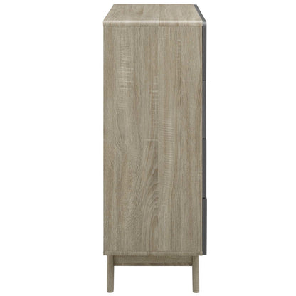 Origin Four-Drawer Chest or Stand, Wood, Grey Gray Natural 15572