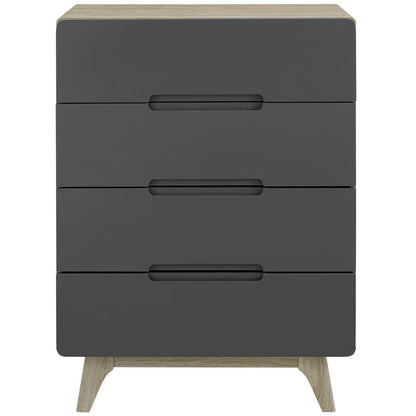 Origin Four-Drawer Chest or Stand, Wood, Grey Gray Natural 15572