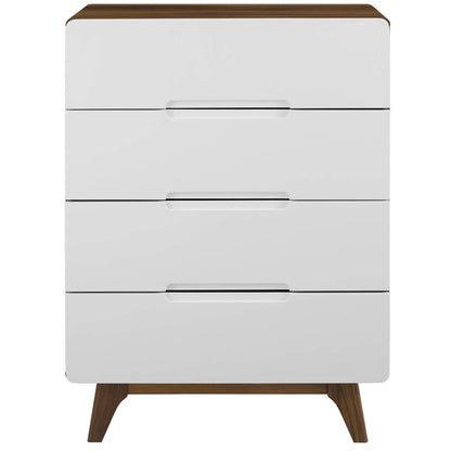 Origin Four-Drawer Chest or Stand, Wood, Natural Brown White 15573