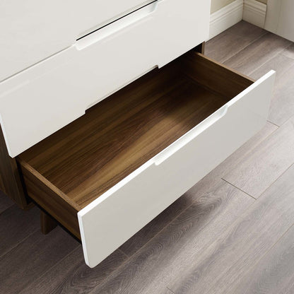 Origin Four-Drawer Chest or Stand, Wood, Natural Brown White 15573