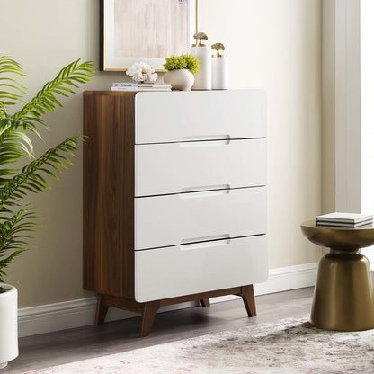 Origin Four-Drawer Chest or Stand, Wood, Natural Brown White 15573